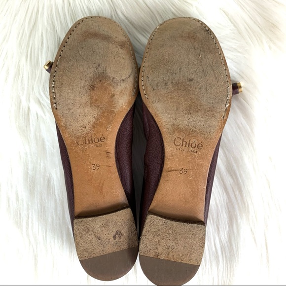 Chloe Brown Leather Scrunched ballet bow flats - Picture 6 of 6